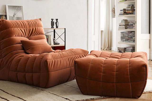 Кресло в интерьере гостиной-14, Кресло ДеФранс с пуфом 